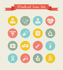 Flat Medical Infographics Elements plus Icon Set. Vector.