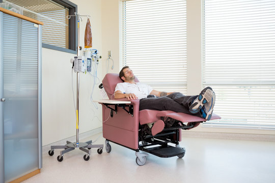 Male Patient Relaxing During Chemotherapy