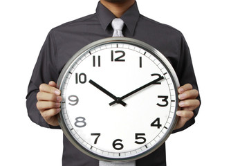 Businessman with alarm clock
