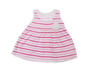 stripe pink dress for child on white background