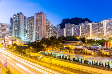Fototapeta na wymiar Kowloon residential district in Hong Kong