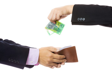 Give money from businessman to another