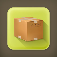 Carton box, long shadow vector icon