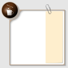 vector frame for text with a cup of coffee and notepaper