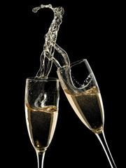 Two champagne glasses up