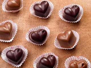 Chocolate candies hearts