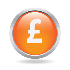 Pound currency button on white background
