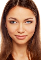 Obraz premium Young positive brunette girl with beautiful smile