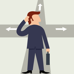 Simple cartoon of a man figure standing at the intersection