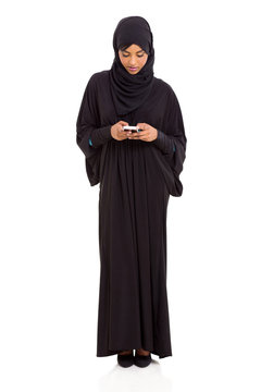 islamic woman using smart phone