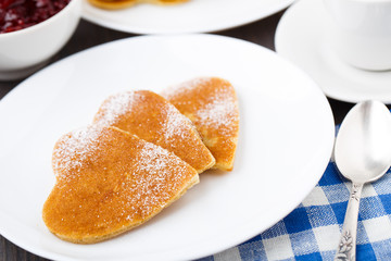 Heart shape pancakes