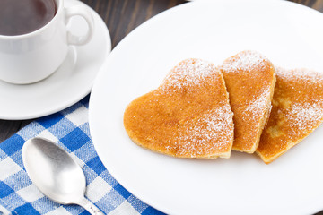 Heart shape pancakes