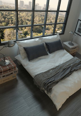 Top view of king-size bed