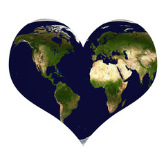 Planet earth in heart shape