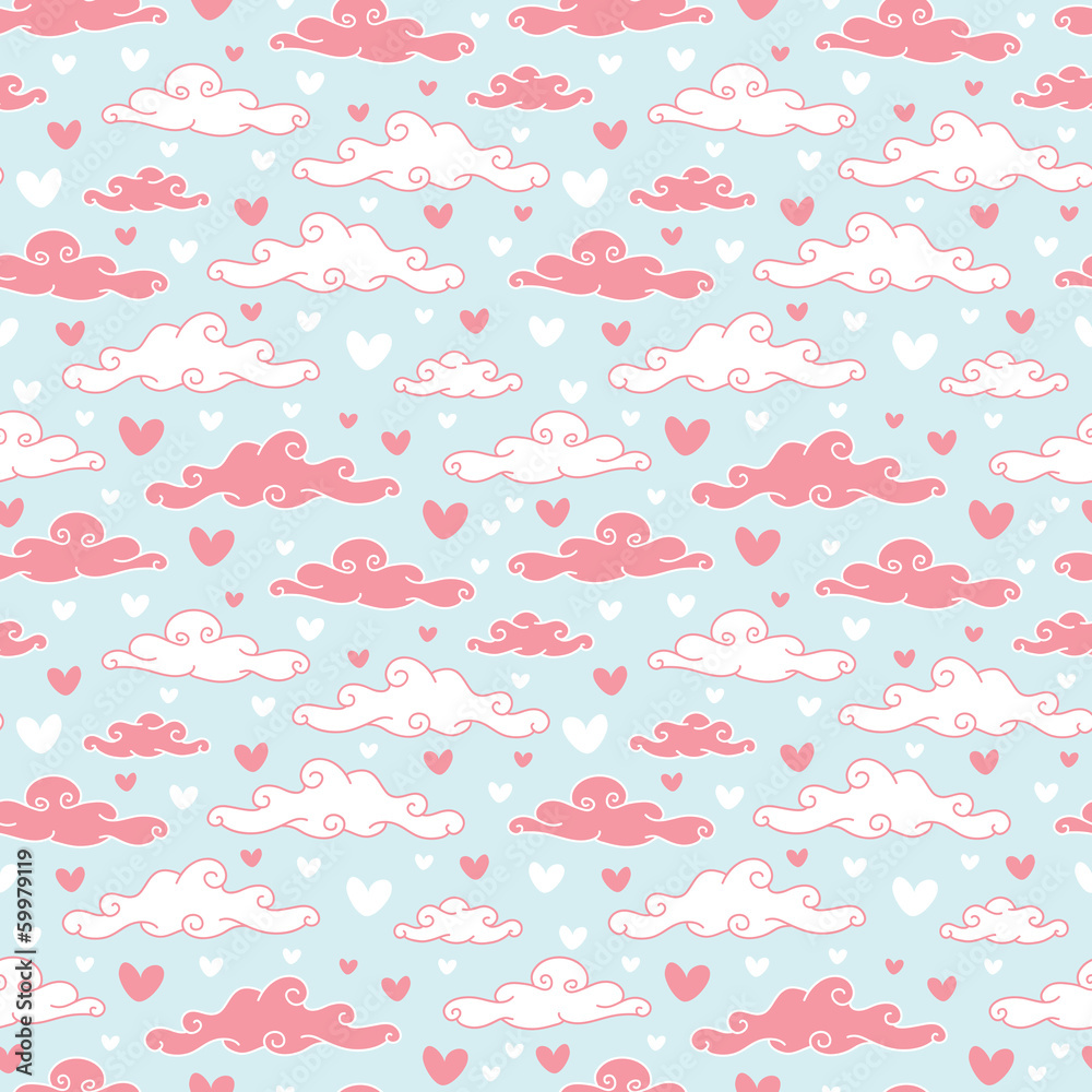 Poster clouds seamless pattern