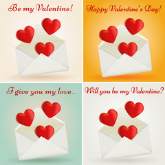 Set of Valentine's Day greeting cards. Vector illustration.