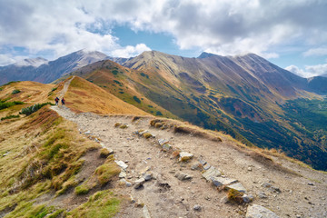 High mountains in Europe. Trail in Tatras, Poland. Ecological re