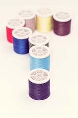 colorful sewing threads, vintage style