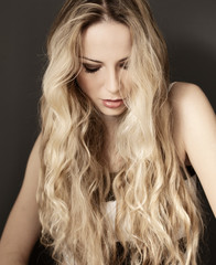 Long blond wavy hair