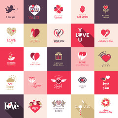 Fototapeta na wymiar Set of icons for love and romantic events