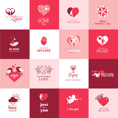 Fototapeta na wymiar Set of love and romantic icons for Valentines day