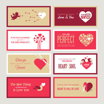 Set of Valentines day greeting card templates