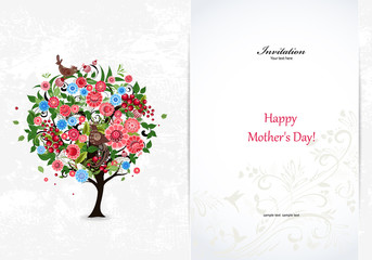 Festive invitation card with abstract tree