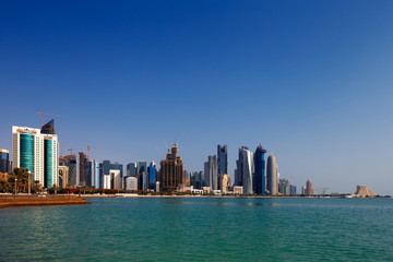 Fototapeta na wymiar Panoramę West Bay Doha, Katar