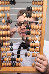 Nerd with abacus.