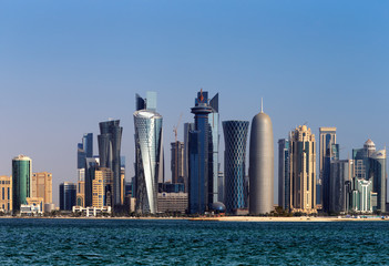 The West Bay City skyline of Doha, Qatar