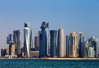 Fototapeta na wymiar The West Bay City skyline of Doha, Qatar