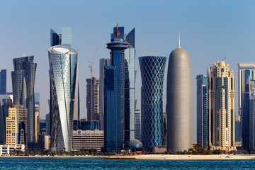 The West Bay City skyline of Doha, Qatar