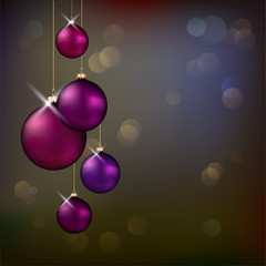 Fototapeta premium Christmas background with violet evening balls