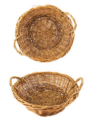 Brown wicker basket isolated