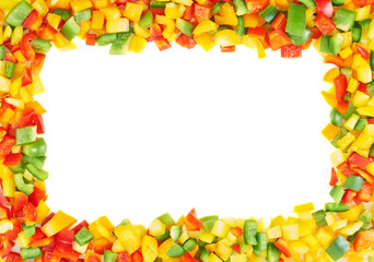 Frame made of sliced bell peppers