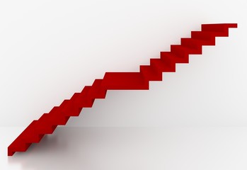 Fototapeta premium red stairs in white background interior,3d