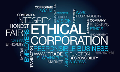 Ethical corporation business ethics corporate word tag cloud