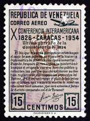 Postage stamp Venezuela 1954 Quotation from Bolivar's Manifesto