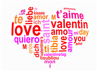 Coeur Saint Valentin nuage de mots