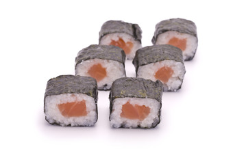 Sushi Roll with Salmon isolated on white