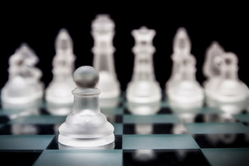 Glass chess pawn