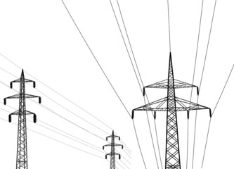 Silhouette Of High-Voltage Power Line