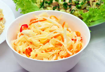 Fresh vegetables salad with cabbage, carrot and bell pepper