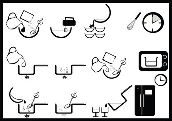 set of icons of cooking instruction