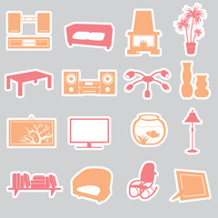 living room stickers set eps10