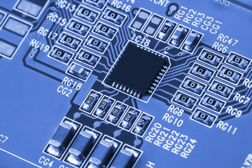 Closeup of electronic circuit board