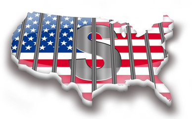 A map of the USA illustrating financial crisis