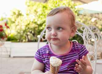 cute little girl eating ice-cream