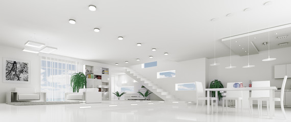 Interior of modern white apartment panorama © Vadim Andrushchenko