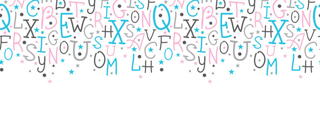 vector colorful alphabet letters horizontal border seamless